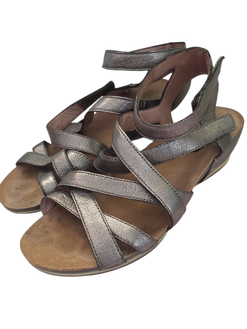 Dansko Veruca Metallic Strappy Leather Sandals in Graphite Size 39 (8.5/9)